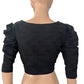 Hakoba Cotton Sweetheart neck Blouse with Gathered Puff Sleeves & Lining,  Black, BW1162