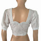 Hakoba Cotton Sweetheart  Neck Blouse with Deep Cut in Back and Puff Sleeves with Lining, White, BW1168