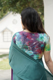 Ombre Modal Silk Saree with Running Blouse Piece ,Teal Green and Royal Purple , SS1034