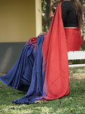 Ombre Modal Silk Saree with Running Blouse Piece ,Scarlet Red and Royal Blue, SS1032