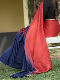 Ombre Modal Silk Saree with Running Blouse Piece ,Scarlet Red and Royal Blue, SS1032
