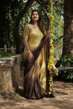 Golden Beige and Coffee Brown Ombre Modal Silk Saree with Tissue Pallu,   SS1035