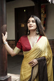 Golden Beige and Coffee Brown Ombre Modal Silk Saree with Tissue Pallu,   SS1035