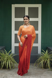 Ombre Modal Silk Saree with Running Blouse Piece ,Mustard and Rust Orange , SS1033