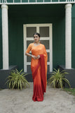 Ombre Modal Silk Saree with Running Blouse Piece ,Mustard and Rust Orange , SS1033