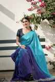 Ombre Blue Modal Silk Saree with Tissue Pallu & Running Blouse Piece, SS1036