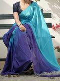 Ombre Blue Modal Silk Saree with Tissue Pallu & Running Blouse Piece, SS1036
