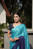 Ombre Blue Modal Silk Saree with Tissue Pallu & Running Blouse Piece, SS1036