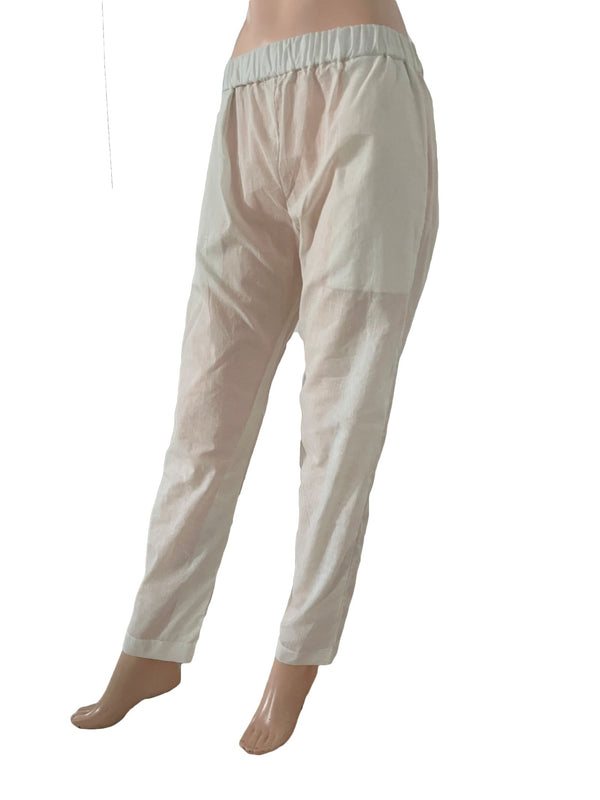 South Cotton Pants with Pockets, Fully Elasticated, Half white, PN1110.