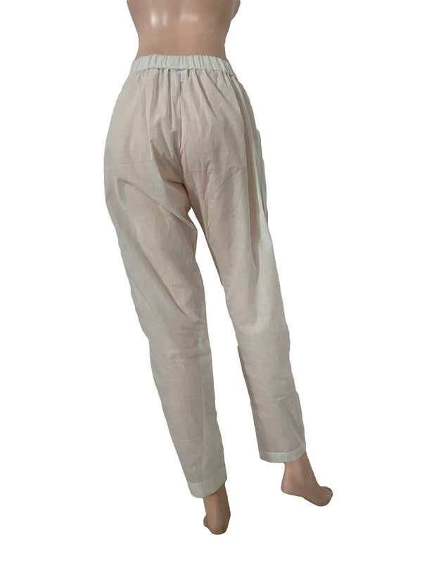 South Cotton Pants with Pockets, Fully Elasticated, Half white, PN1110.