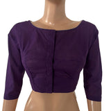 Handloom South Cotton Boat neck Blouse  with 3/4 sleeves , Purple , BH1293
