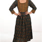 Ajrakh Cotton Rayon Pleated Kurti with U neck,  Green,  KA1020