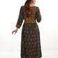 Ajrakh Cotton Rayon Pleated Kurti with U neck,  Green,  KA1020