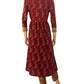 Ajrakh Cotton Collar neck Gathered Kurta with 3/4 sleeves , Maroon,  KA1022