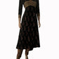 Ajrakh Cotton Collar neck Gathered Kurta with 3/4 Sleeves , Black,  KA1023