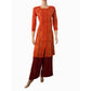 Slub Cotton  Chikankari Straight cut Kurta,  Rust, KC1026