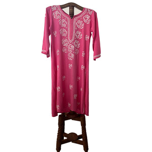 Rayon Cotton  Straight cut Chikankari  Kurta, Pink, KC1035