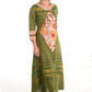 Woven Cotton A line Kurta with V neck & Kalamkari Patches,,  Green,  KH1073