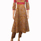 Kalamkari Cotton Round neck Paneled Kurta with Gathered sleeves &  Ikat  Patches , Mustard,  KK1076