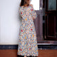 Kalamkari Cotton Boat neck Paneled Kurta with Gathered Sleeves , Ivory,  KK1078
