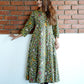 Kalamkari Cotton Boat neck Paneled Kurta  with Gathered sleeves , Green,  KK1079