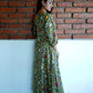 Kalamkari Cotton Boat neck Paneled Kurta  with Gathered sleeves , Green,  KK1079