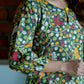 Kalamkari Cotton Boat neck Paneled Kurta  with Gathered sleeves , Green,  KK1079