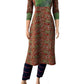 Kalamkari Cotton Y neck Straight cut kurta with 3/4 sleeves & Bandhani Patches , Multicolor,  KK1080