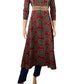 Kalamkari Cotton Paneled Y neck Kurta with Potli Button Details, Maroon,  KK1082