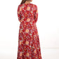 Jaipur Printed Cotton Jacket Style A line Kurta with Round neck,  Red,  KP1084