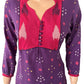 Bandhani Cotton Y neck A- Line kurta with Gathered sleeves, Ikat Patches & Button Details,  Lavender - Purple,  KP1087