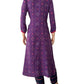 Bandhani Cotton Y neck A- Line kurta with Gathered sleeves, Ikat Patches & Button Details,  Lavender - Purple,  KP1087