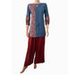 Embroidered Cotton Short Kurta with Tie-up neck & Pleated Sleeves,  Iris blue, KW1045
