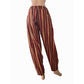 Block Printed Cotton Pants with Pockets, Fully Elasticated, Maroon, PN1101