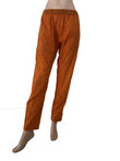 Slub Cotton Pants with Pockets, Fully Elasticated, Orange , PN1115