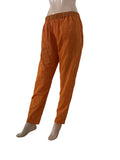 Slub Cotton Pants with Pockets, Fully Elasticated, Orange , PN1115