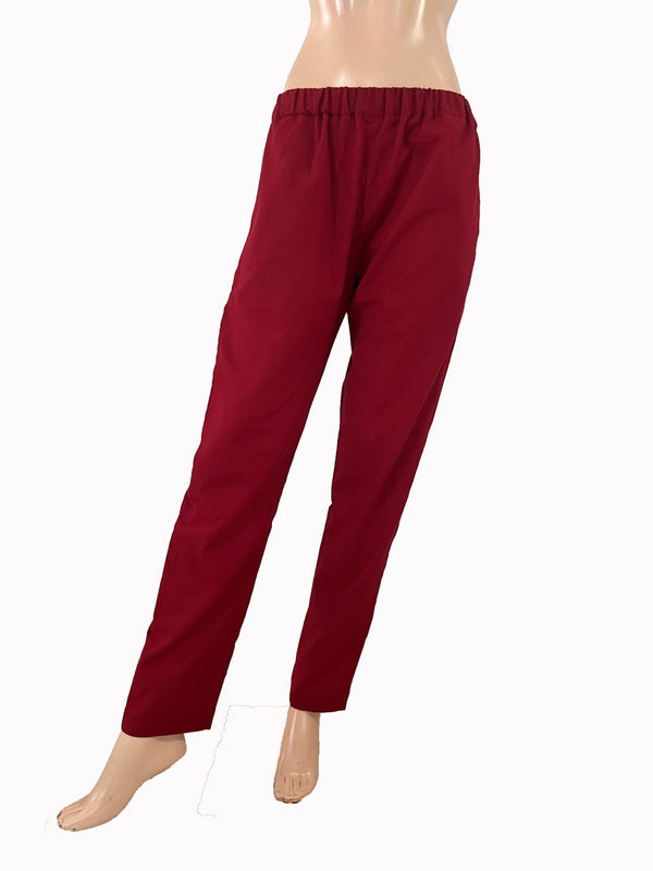 Flex Cotton Pants with Pockets, Fully Elasticated, Red, PN1105