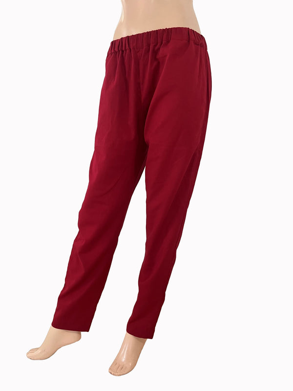Flex Cotton Pants with Pockets, Fully Elasticated, Red, PN1105