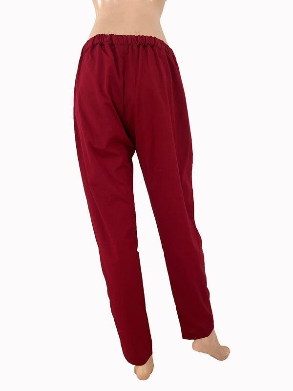 Flex Cotton Pants with Pockets, Fully Elasticated, Red, PN1105