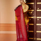 Pure Kanchipuram Soft Silk Saree with Broad Zari Brocade One Side Border, Pure Gold & Silver Zari Butta & Plain Maroon Blouse Piece,   Mustard - Maroon,   SK1005