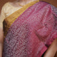 Pure Kanchipuram Soft Silk Saree with Broad Zari Brocade One Side Border, Pure Gold & Silver Zari Butta & Plain Maroon Blouse Piece,   Mustard - Maroon,   SK1005
