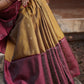 Pure Kanchipuram Soft Silk Saree with Broad Zari Brocade One Side Border, Pure Gold & Silver Zari Butta & Plain Maroon Blouse Piece,   Mustard - Maroon,   SK1005