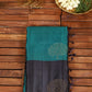 Pure Kanchipuram Soft Silk Saree with Pure Golden Butta, Contrast Border & Plain Grey Blouse Piece, Teal Green - Dark Grey,   SK1006