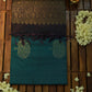 Pure Kanchipuram Soft Silk Saree with Pure Golden Butta, Contrast Border & Plain Grey Blouse Piece, Teal Green - Dark Grey,   SK1006