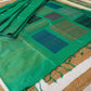 Pure Kanchipuram Soft Silk Saree with Dupion Thread Woven Border & Pallu, Temple Border & Plain Running Blouse Piece, Pista Green,   SK1007