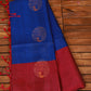 Pure Kanchipuram Soft Silk Saree with Minakari Woven Butta, Contrast Border, Heavy Zari Pallu & Plain Rani Pink Blouse Piece, Royal blue - Rani Pink,,   SK1008