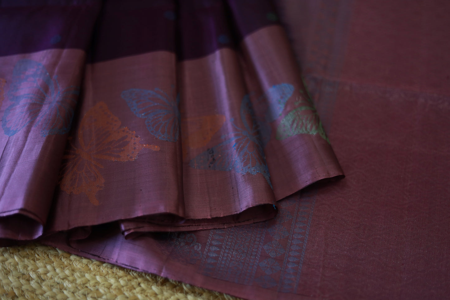 Pure Kanchipuram Soft Silk Saree with Woven Thread Butta, Zari Butterfly Woven Border in Contrast, Heavy Zari Pallu & Plain  Lavendar Blouse Piece, Purple - Lavendar,   SK1013