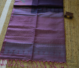 Pure Kanchipuram Soft Silk Saree with Woven Thread Butta, Zari Butterfly Woven Border in Contrast, Heavy Zari Pallu & Plain  Lavendar Blouse Piece, Purple - Lavendar,   SK1013