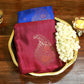 Pure Kanchipuram Soft Silk Saree with Minakari Woven Butta, Contrast Border, Heavy Zari Pallu & Plain Rani Pink Blouse Piece, Royal blue - Rani Pink,,   SK1014