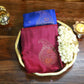 Pure Kanchipuram Soft Silk Saree with Minakari Woven Butta, Contrast Border, Heavy Zari Pallu & Plain Rani Pink Blouse Piece, Royal blue - Rani Pink,,   SK1014